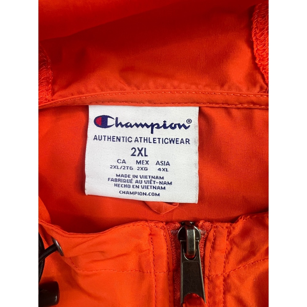 Champion Clemson Tigers Mens 2XL Orange Half Zip Packable Windbreaker Jacket - Picture 10 of 15